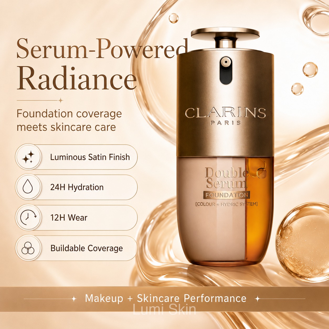 Clarins Double Serum Foundation Shade L1C-L2C-L3N 30ml - Smooth