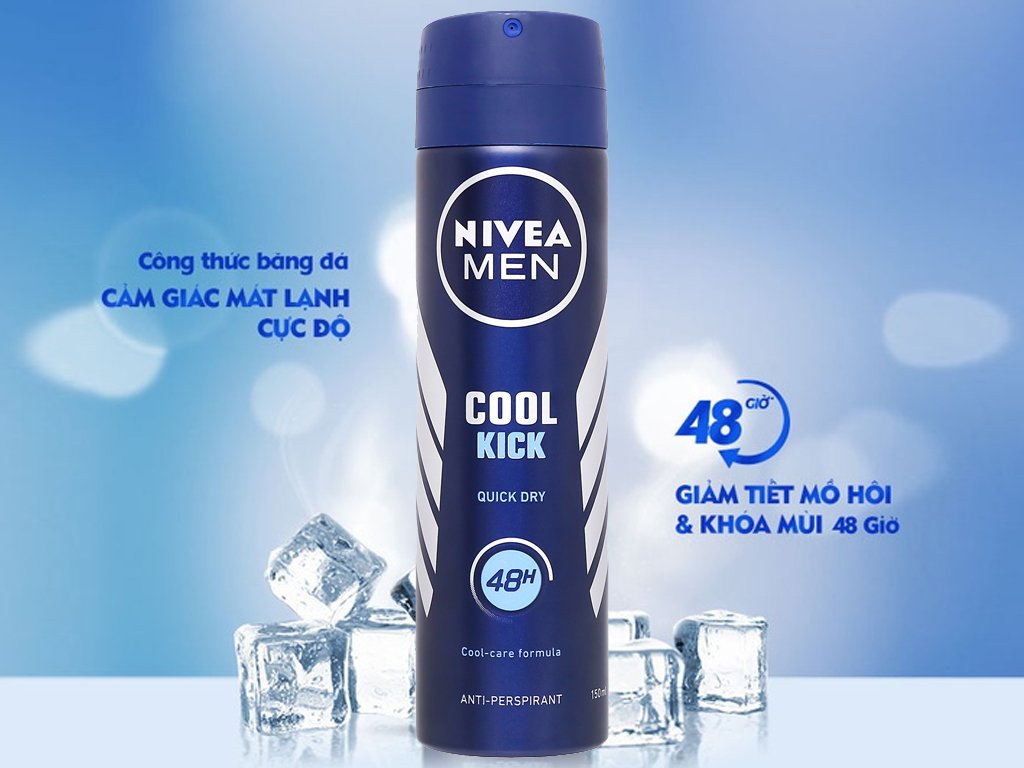 Xịt ngăn mùi Nivea Men Cool Kick mát lạnh 150ml