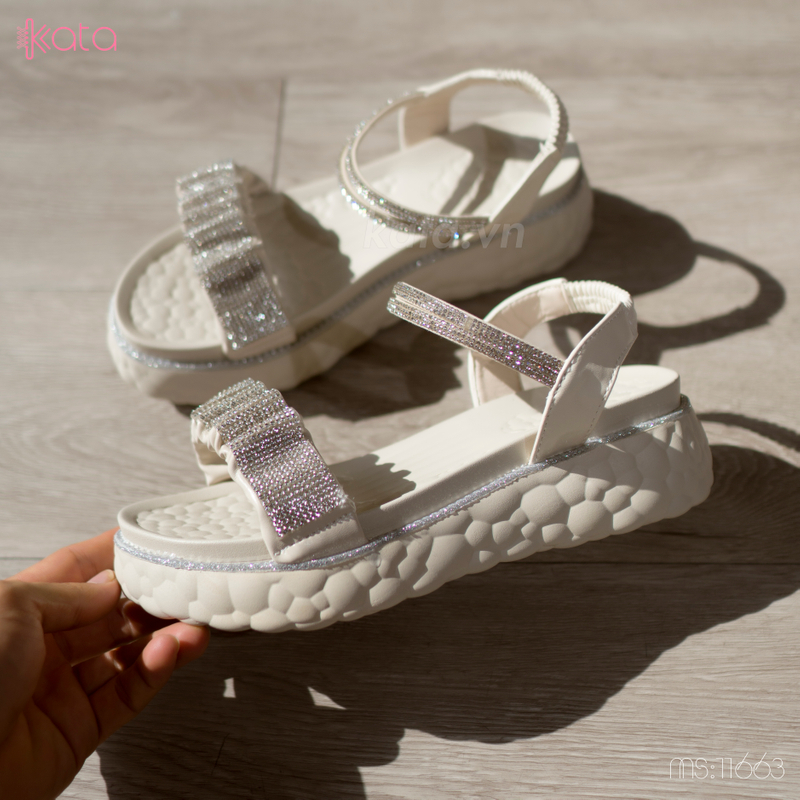 Dép sandal quai chun đính hạt 11663