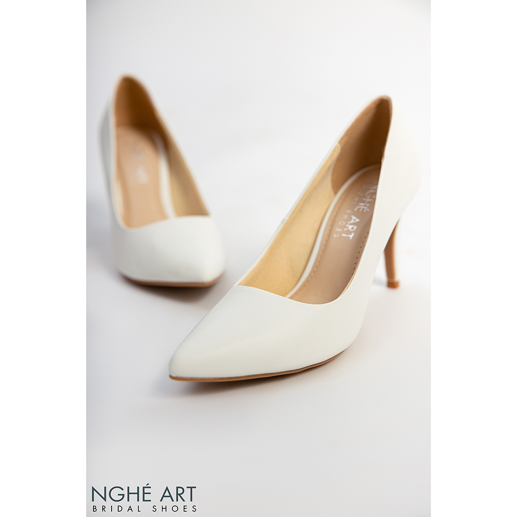 Giày cưới Nghé Art basic bít mũi gót nhọn 189 trắng