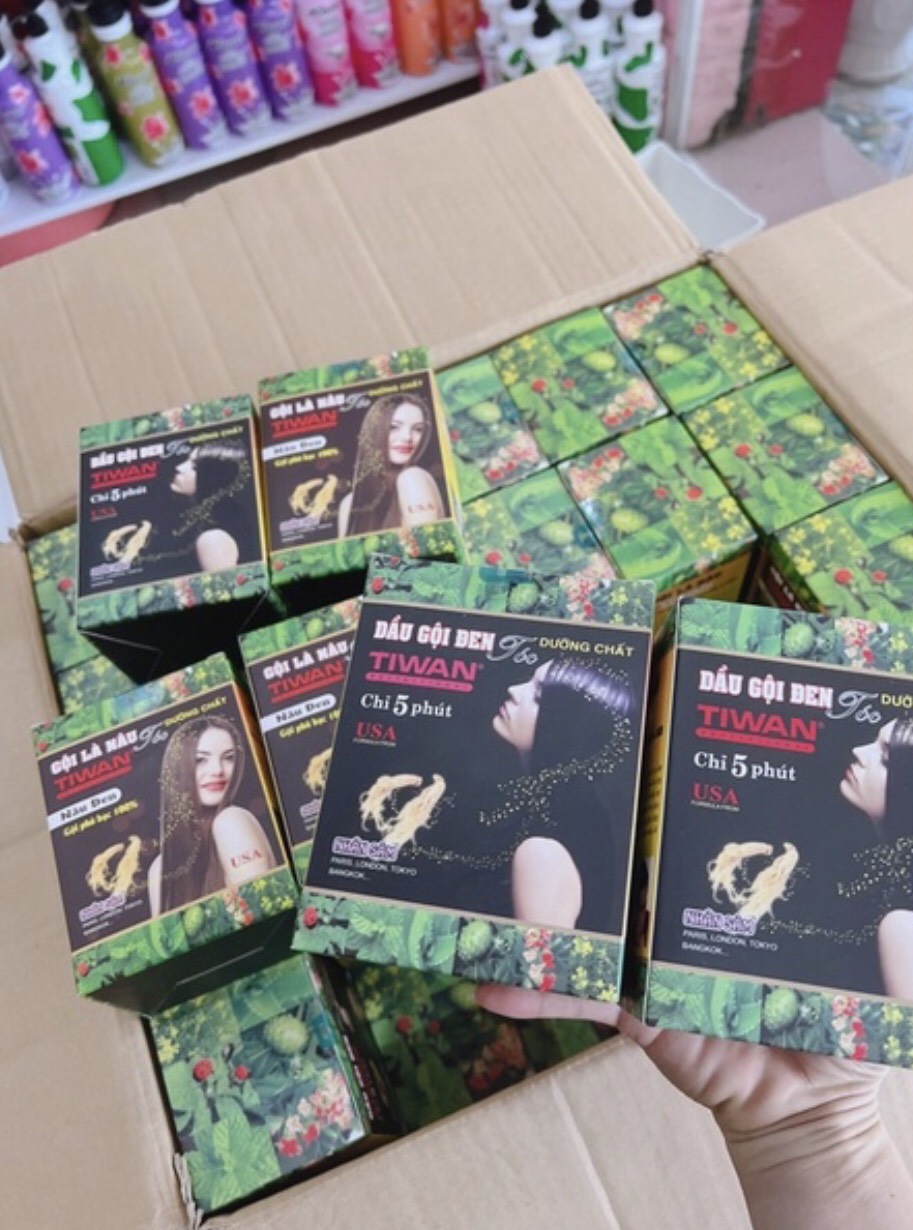 hộp dầu gội gội là đen tóc tiwan (hộp 10 gói)