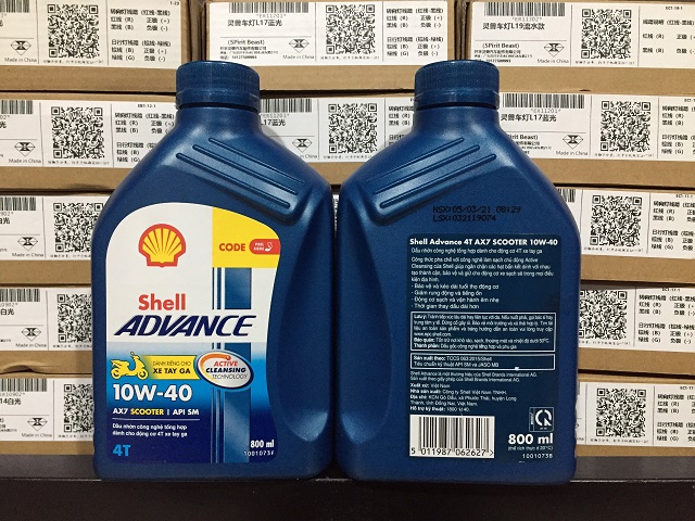 NHỚT SHELL ADVANCE AX7 Scooter 10W-40 0,8L (Nhớt tay ga) Shell ax7 ga 800ml