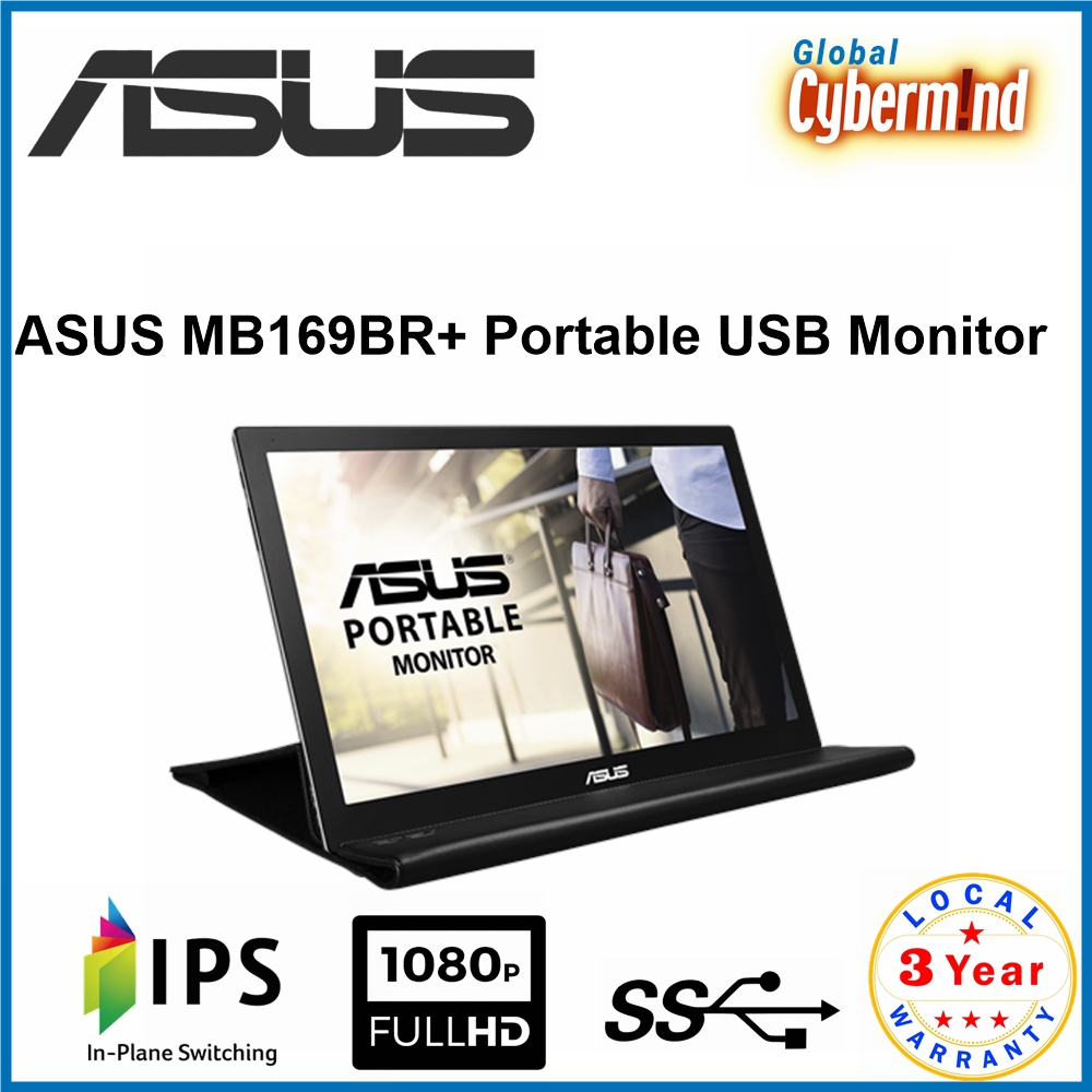 ASUS MB169BR+ Portable USB Monitor - 15.6 inch, Full HD, USB-powered, IPS,  Ultra-slim, Smart Case (Brought to you by Global Cybermind) | Lazada  Singapore