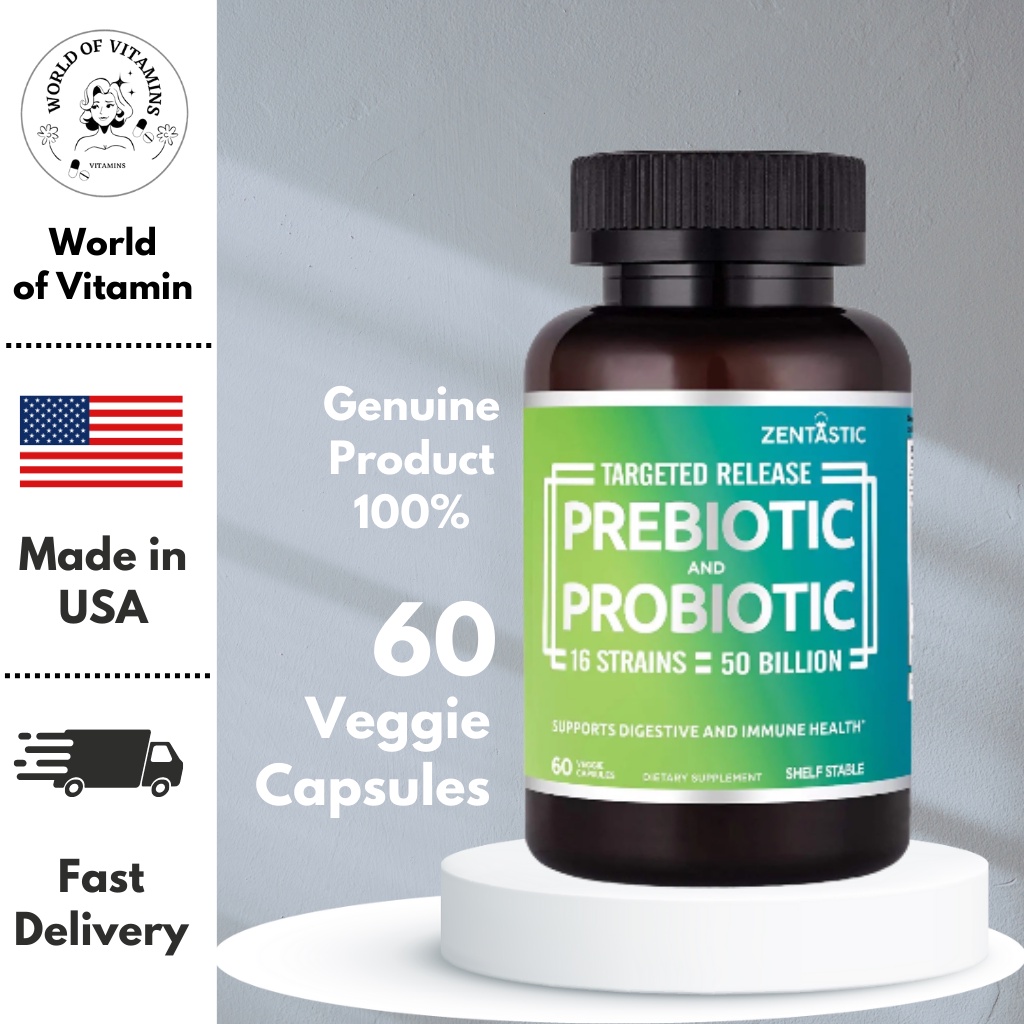 Zentastic Probiotics & Prebiotics Supplement, 50 Billion CFU,16 Strains ...