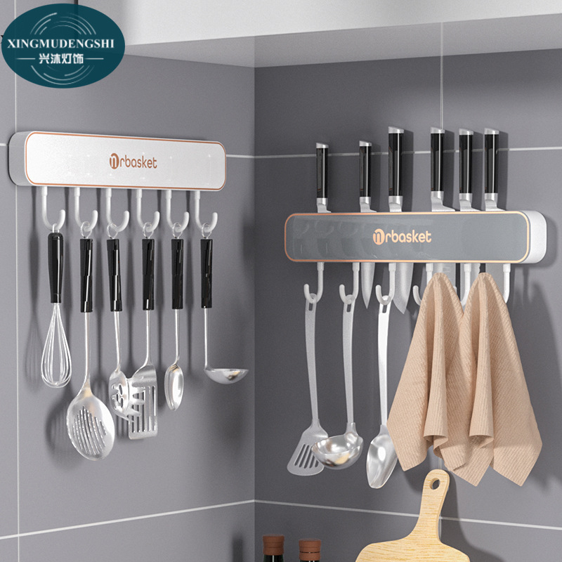 💖 Kitchen knife holder Wall mounted kitchen shelf Non-punching strong adhesive hook Multi-function knife holder storage rack
