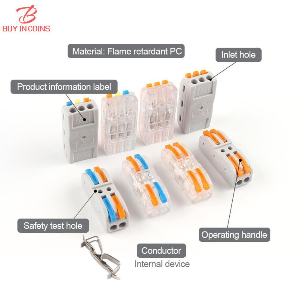 Bc 5 cái nhỏ gọn phổ thông đầu nối dây điện splitter nhanh chóng cáp điện mối nối khối thiết bị đầu cuối đầu nối dây nhỏ