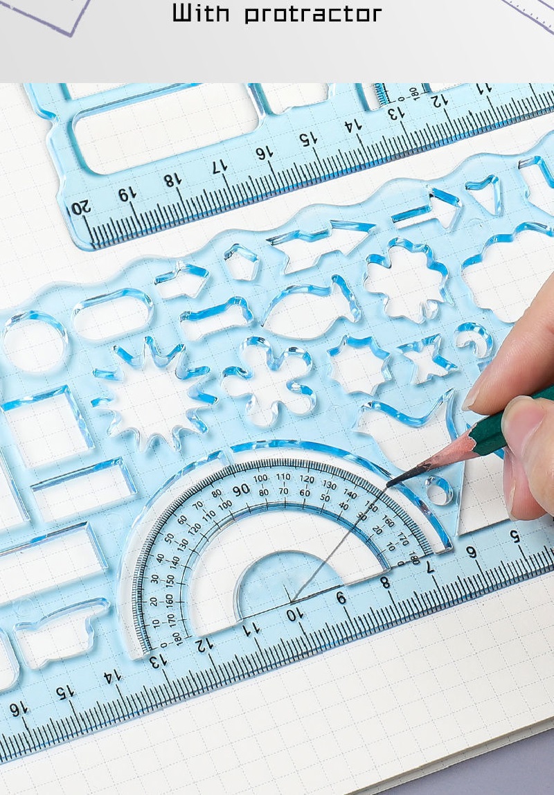 Multi Shaped Plastic Ruler Painting Drawing Template Oval Geometric ...