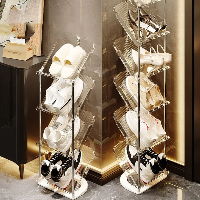 Household shoe rack multi-layer light luxury installation-free space-saving simple stainless steel dormitory shoe cabinet storage rack