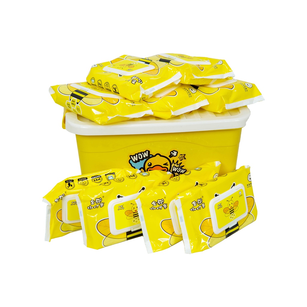 Thùng 10 gói khăn ướt vịt vàng/ khăn vịt Duck/ khăn giấy ướt vịt vàng kháng khuẩn
