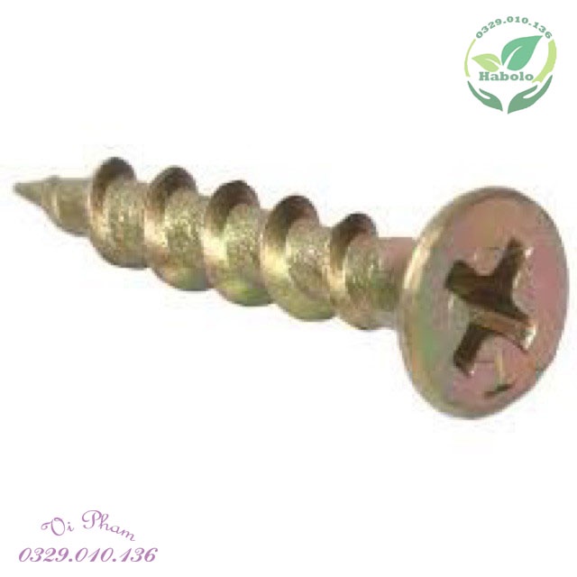 Bịch 100g đinh vít vàng đầu chìm dài 2cm bắt gỗ, thạch cao chuyên dụng.