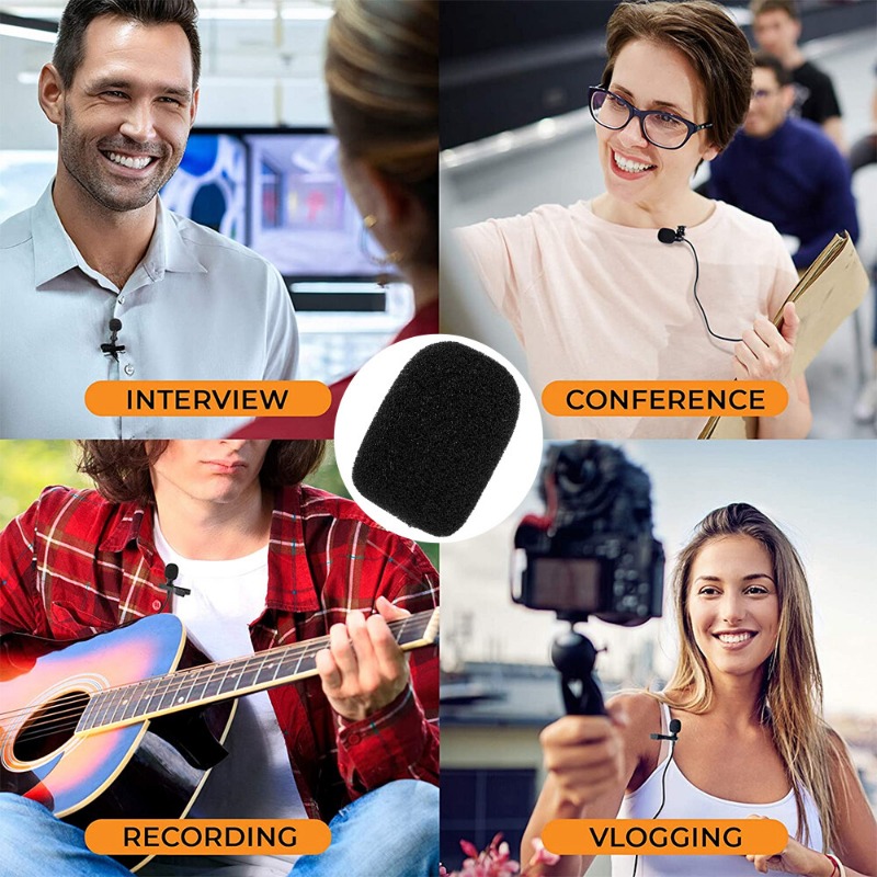 10 miếng bọt biển micrô bọc bảo vệ tai nghe mic bền nắp bảo vệ giảm tiếng ồn mềm màu đen
