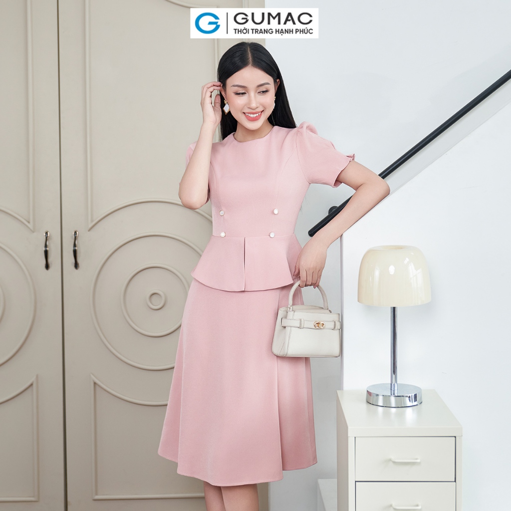 [4.4 - 6.4 |Voucher 10-12%] Đầm peplum phối nút thời trang GUMAC LDE0404 - DE04025