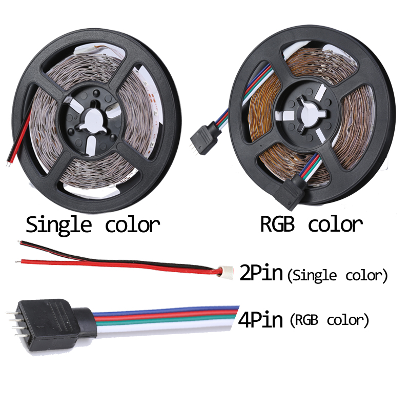 Dc 12v Rgb 5m Waterproof Led Strip 2835 Red Blue Green 1-5m 60led/m Flexible Ribbon Rgb Stripe 1m 2m 3m 4m 5m Tape. 