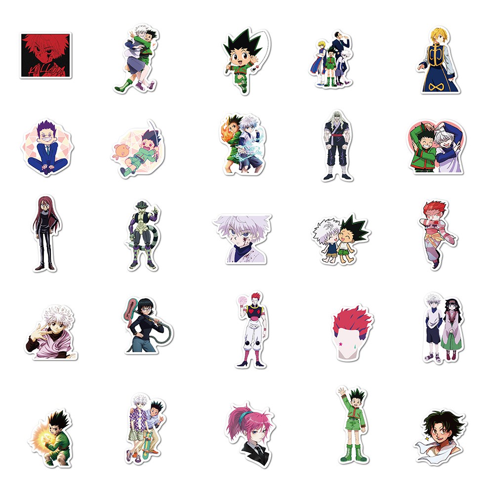 Bộ 50 miếng dán PVC chống nước in hình Hunter x Hunter