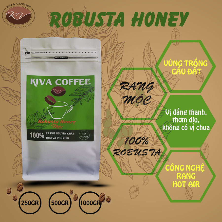 Cà phê Robusta Honey Rang Xay Nguyên Chất - Cà Phê Mộc