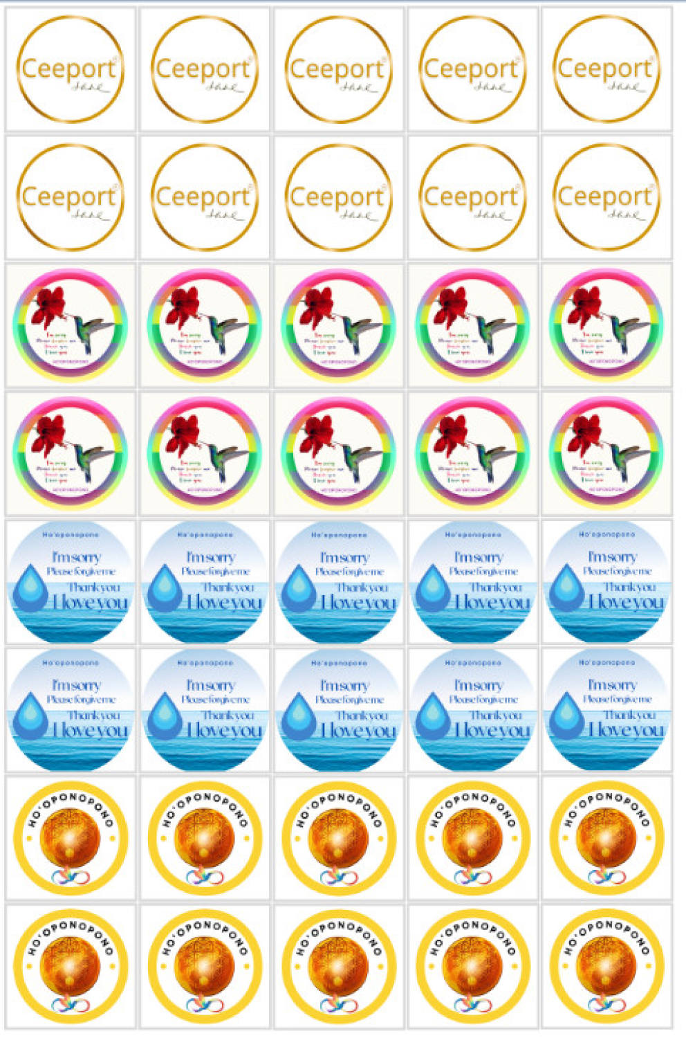 Set 40 Decal Thanh Tẩy 3.5*3.5 mixed (Ho'oponopono Cleaning Decal Sticker) cắt sẵn
