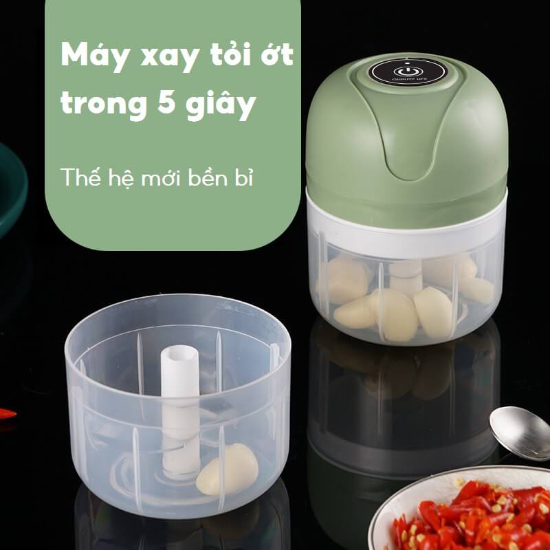 Máy xay tỏi ớt cầm tay mini 250ml, máy xay tỏi ớt cầm tay đa năng dùng cổng Sạc USB tiện lợi, máy xay Máy xay đa năng cầm tay tích điện - Máy xay thực phẩm mini nhỏ gọn , xay tỏi ớt, xay hành tỏi , xay thực phẩm