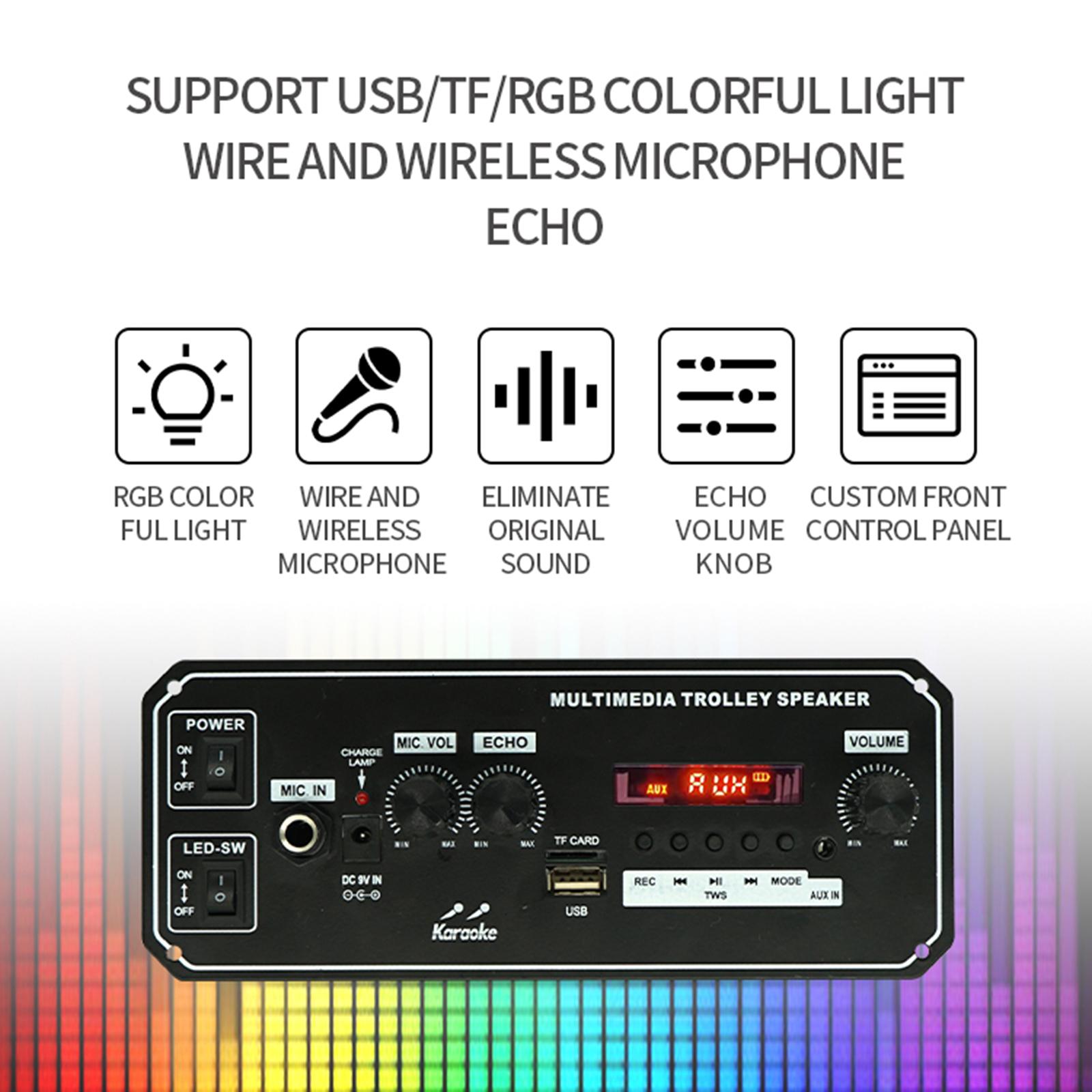 Blesiya Bluetooth MP3 Decode Board Module Digital Display Support TF/USB/AUX/Mic/ Lossless RGB Light Audio Amplifier Board Audio Receiver Module