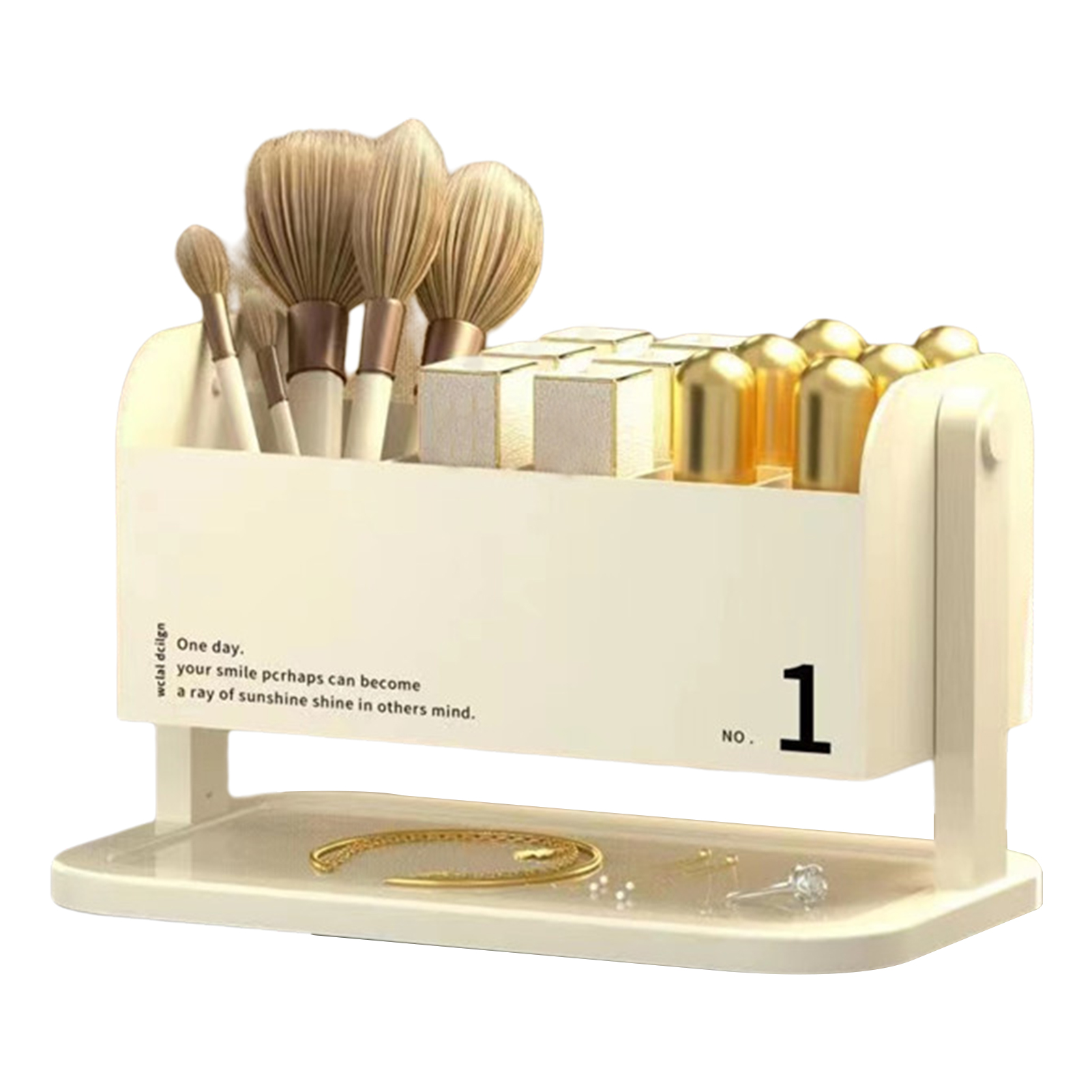 Storage Box Rotatable Separated Large Capacity Storage 180 Degree Rotating Makeup Organizer Holder Home Supply