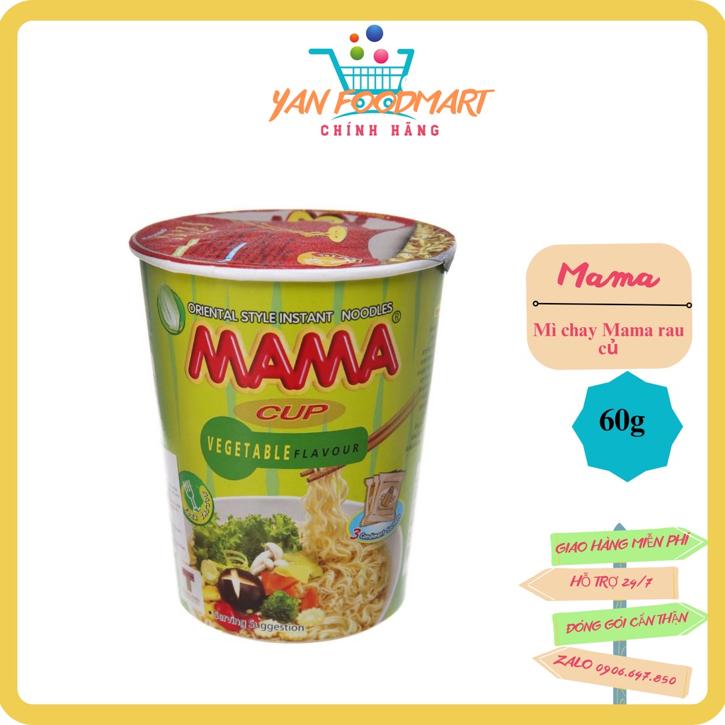 Mì ly chay Mama rau củ (combo 3 ly) loại 60g