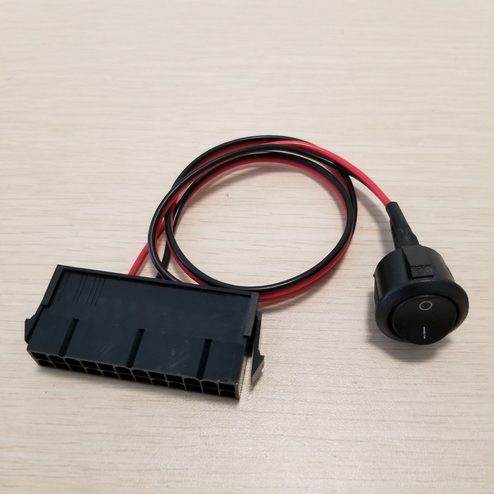 【VogueVenture】PC Server ATX PSU 24Pin Female Socket Starter Switch Button Power Cable 18AWG Wire Self-Lock Boat Shape 50cm diy