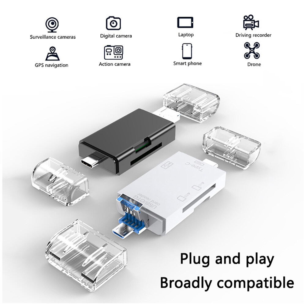 JTKE SD Card Reader USB C 6 In 1 USB 2.0 TF Micro SD Smart Memory Card Reader Type C OTG Flash Drive Card Reader Adapter
