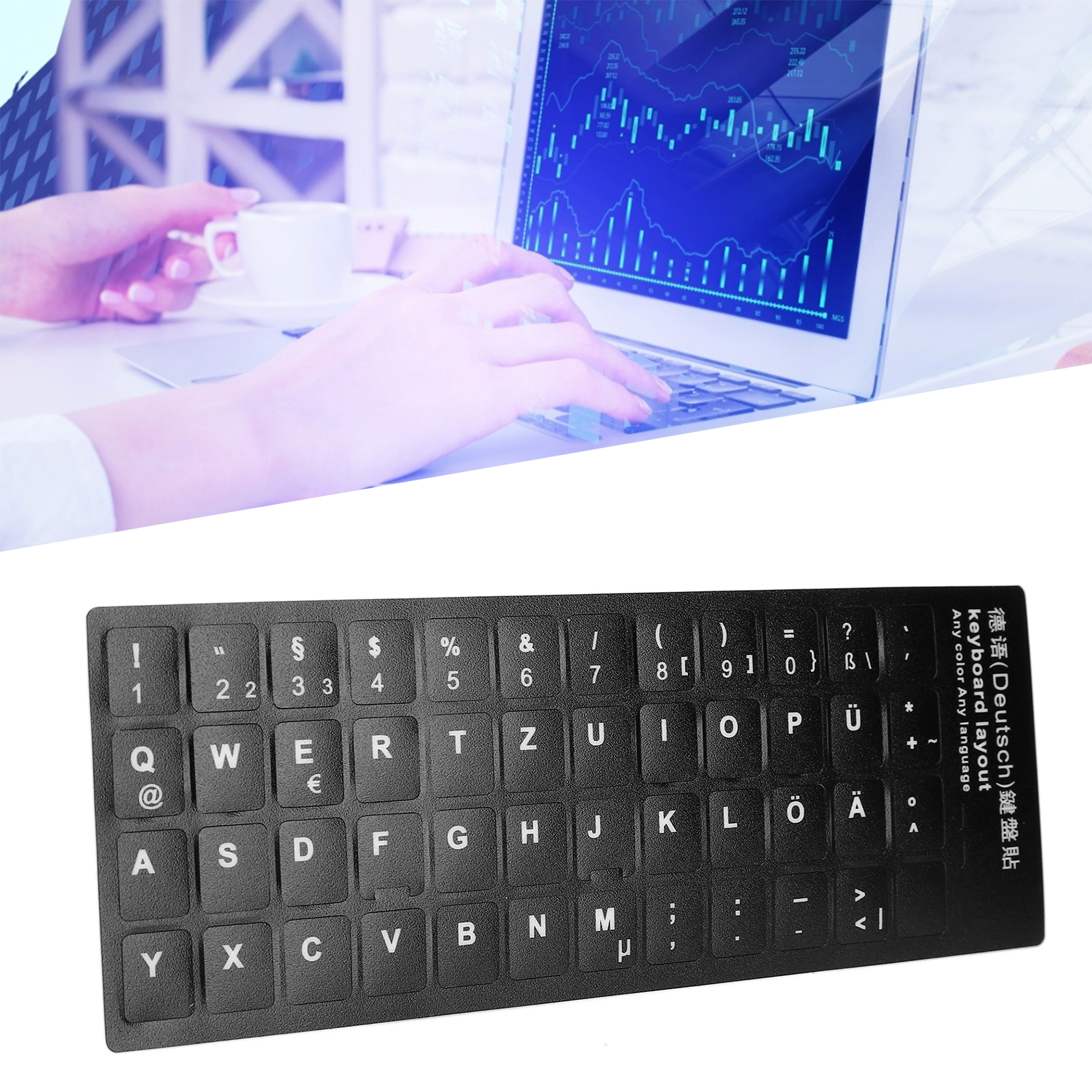 German Keyboard Sticker Replacement Keyboard Sticker Designed for the German Language for 10-inch To 17-inch Laptop Keyboards for Desktop PC Keyboards