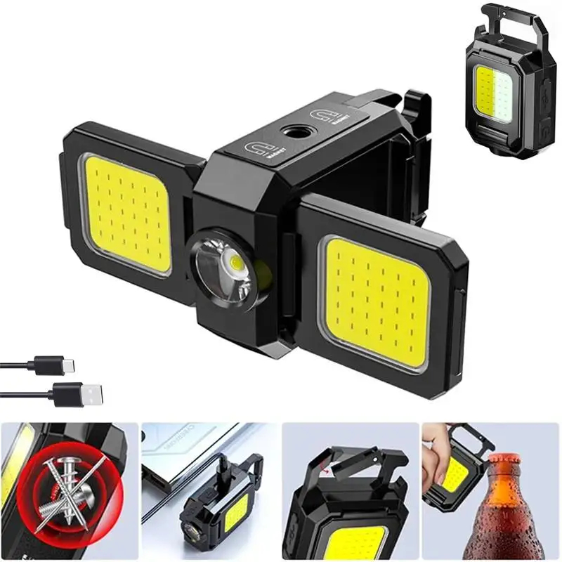 Flashlight Cob Work Light For Xpe Led Lanterns Lamp Multi Type-c Side Fishing Mini Pocket Waterproof Camping Lights Foldable Rechargeable Outdoor Folding Portable Keychain With Super Ipx4 Lanterna