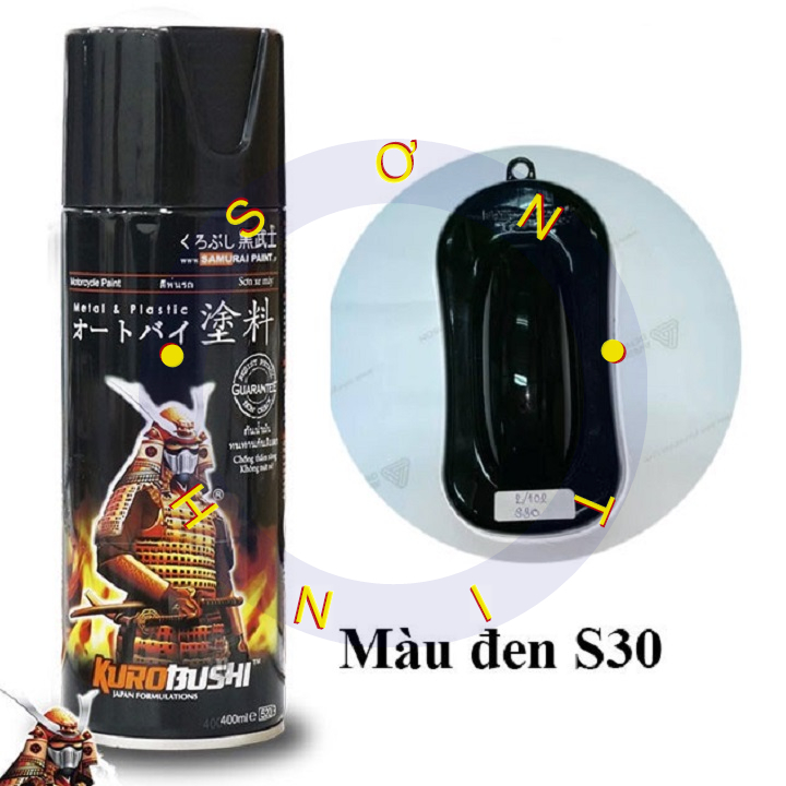Sơn xịt sơn xe máy Samurai S30 màu đen _BLACK