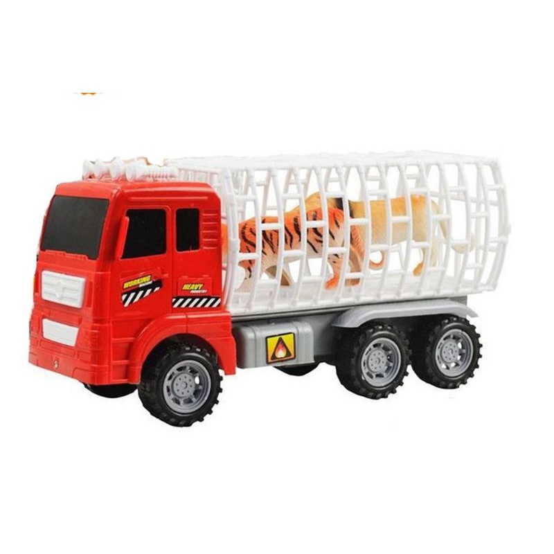 Đồ chơi Xe chạy đà chở thú rừng hổ sư tử