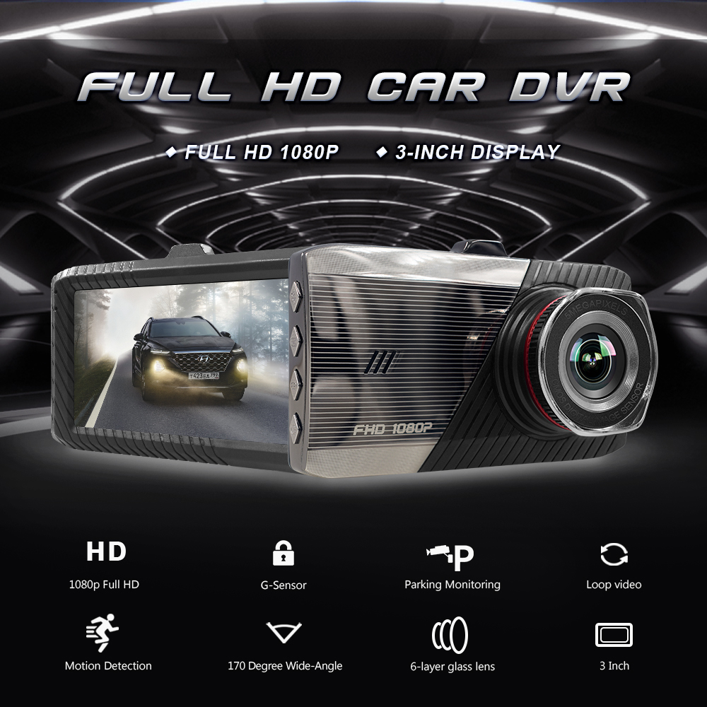 EKLEVA Camera Hành Trình Mini Camera DVR 3 Inch Full HD 1080P Vòng Lặp Cho Xe Hơi Máy Ghi Hình Camera Hành Trình Ghi Hình Cảm Biến G Tầm Nhìn Ban Đêm Đăng Ký