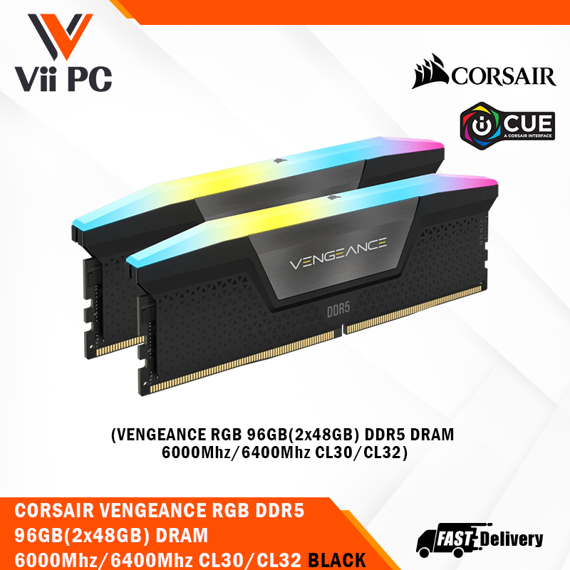 CORSAIR VENGEANCE RGB 96GB(2x48GB) DDR5 DRAM 6000Mhz/6400Mhz CL30