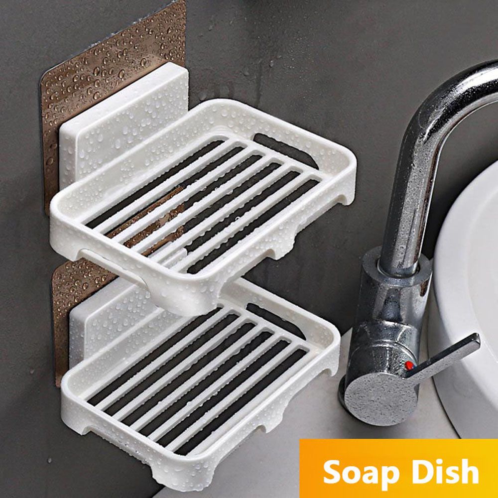 Uijiuha sáng tạo tự dính phòng tắm phụ kiện phòng tắm container kệ gắn tường Đĩa đựng xà phòng Giá đặt xà phòng giá lưu trữ