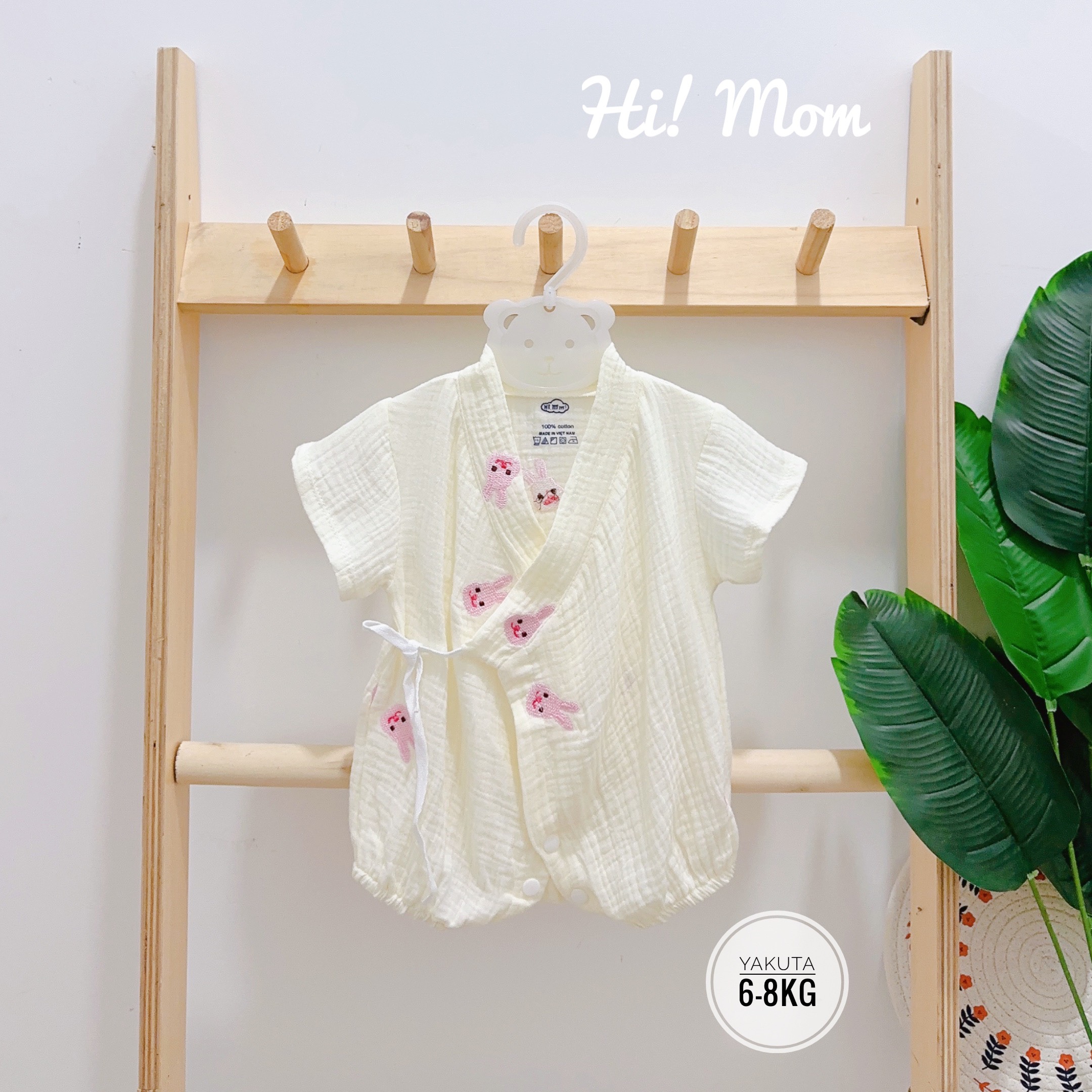 Bộ Body Yakuta Hi Mom cho bé 6-8kg, chất vải xô cotton thoáng mát Bebi123shop