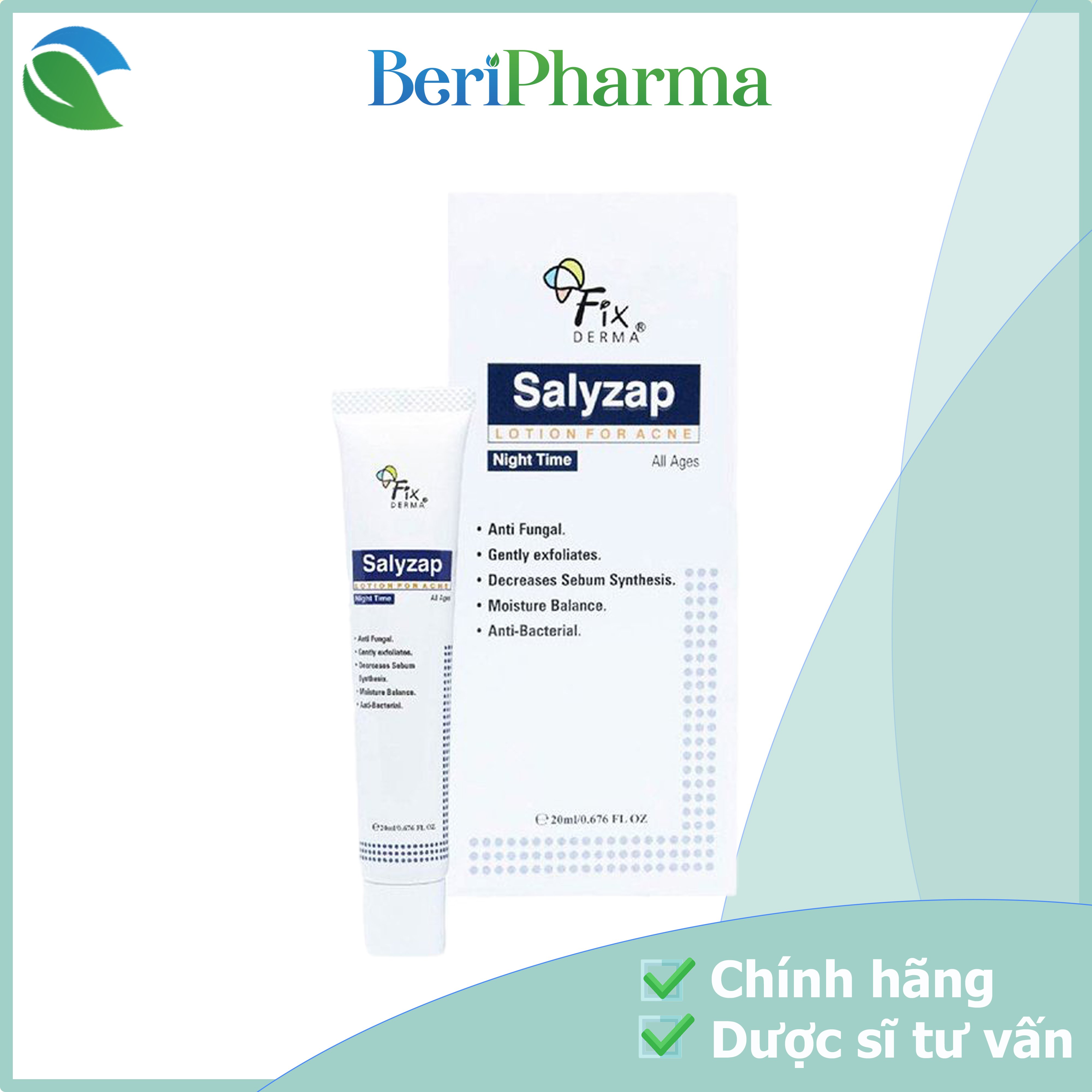 Fixderma Lotion Giảm Mụn Ban Đêm Salyzap Lotion For Acne 20g