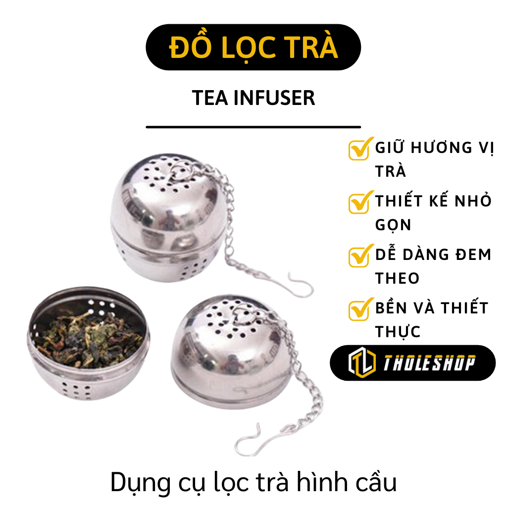 Dụng Cụ Lọc Trà - Quả Cầu Inox Lọc Cặn Trà - Bóng Thép Không Gỉ Có Lưới Lọc Trà Có Thể Treo 8571
