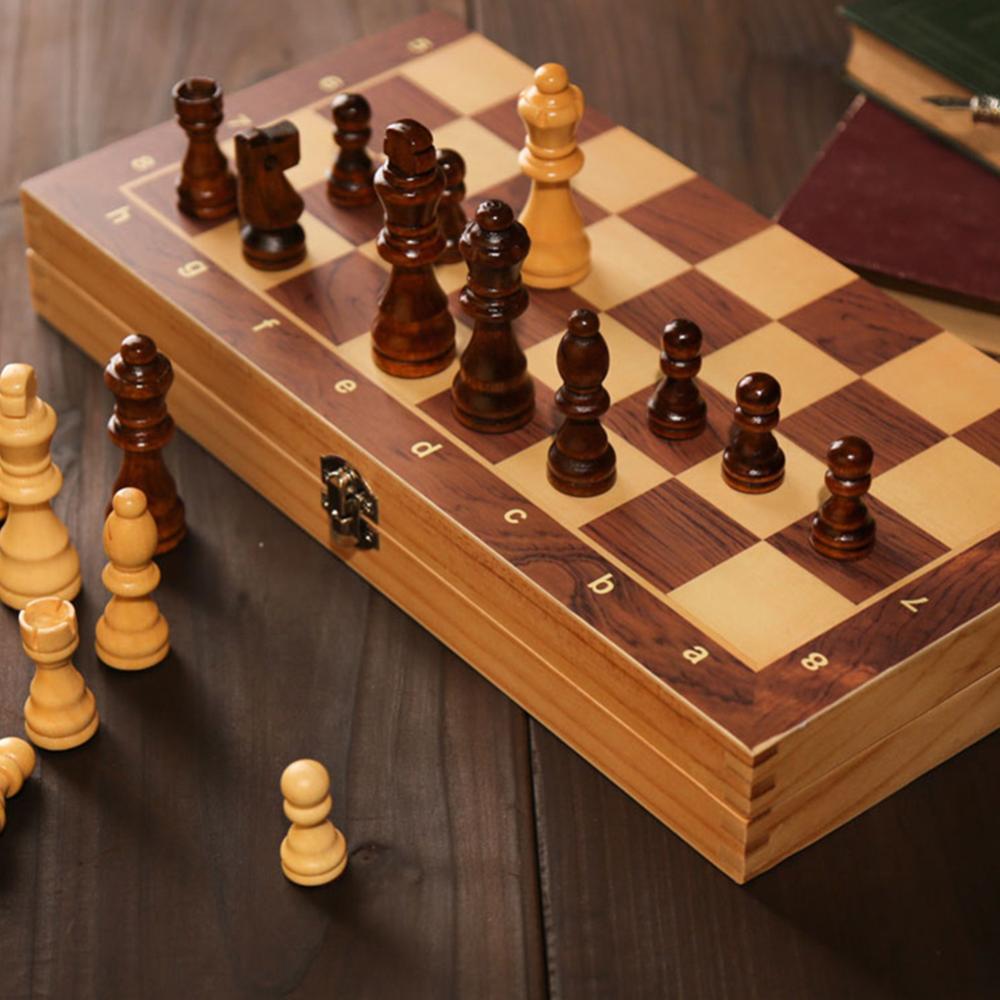 【New Arrival】29x29cm Large Chessboard Developing Strategic Thinking Chess Wooden Set No Toxic Foldable Chess Board for Boys Girls