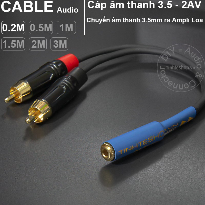3.5mm female to 2 RCA male cable DIY 0.2M to 3M