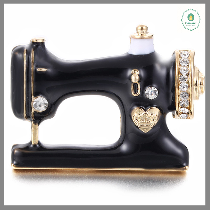 【Jettingbuy】 Hot Sale Sewing Machine Brooch Pin Black Enamel Brooch Collar Scarf Decoration Jewelry
