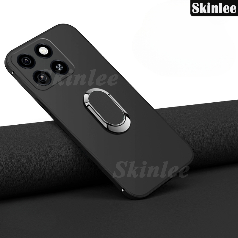 Phone case For ZTE Blade A55 A35 Back cover Finger Metal Ring Kickstand Car Holder Matte Soft Silicone Cover For ZTE Blade A55 Blade A35 Cover cases.