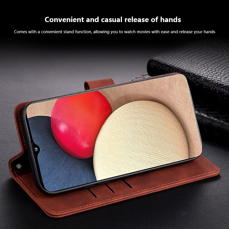 Biruiqu For Samsung Galaxy M02s New Business Minimalist Flip Style Leather Anti Fall Protective Back Cover. 