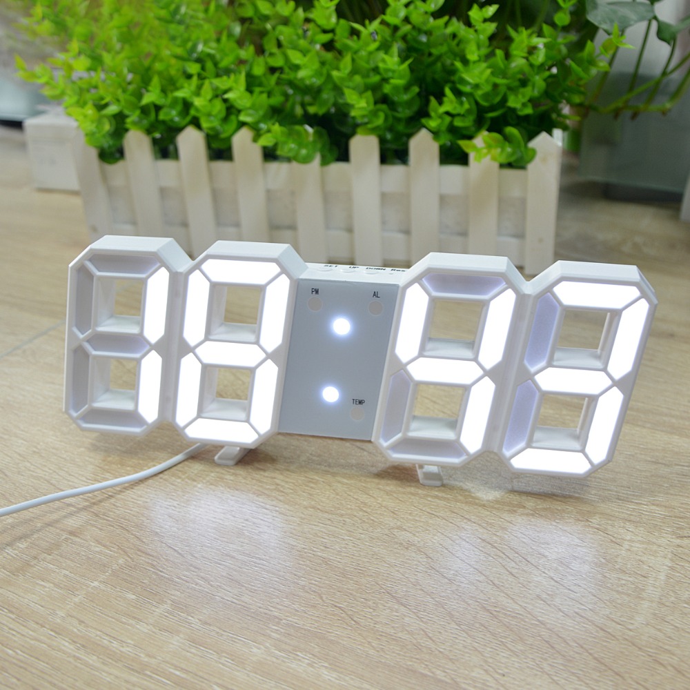 【Mucheng Mall】USB LED 3D Digital Wall Clock light Table Desk Clock 12 /24 Display Home Decoration lamp Time Date Temperature. 