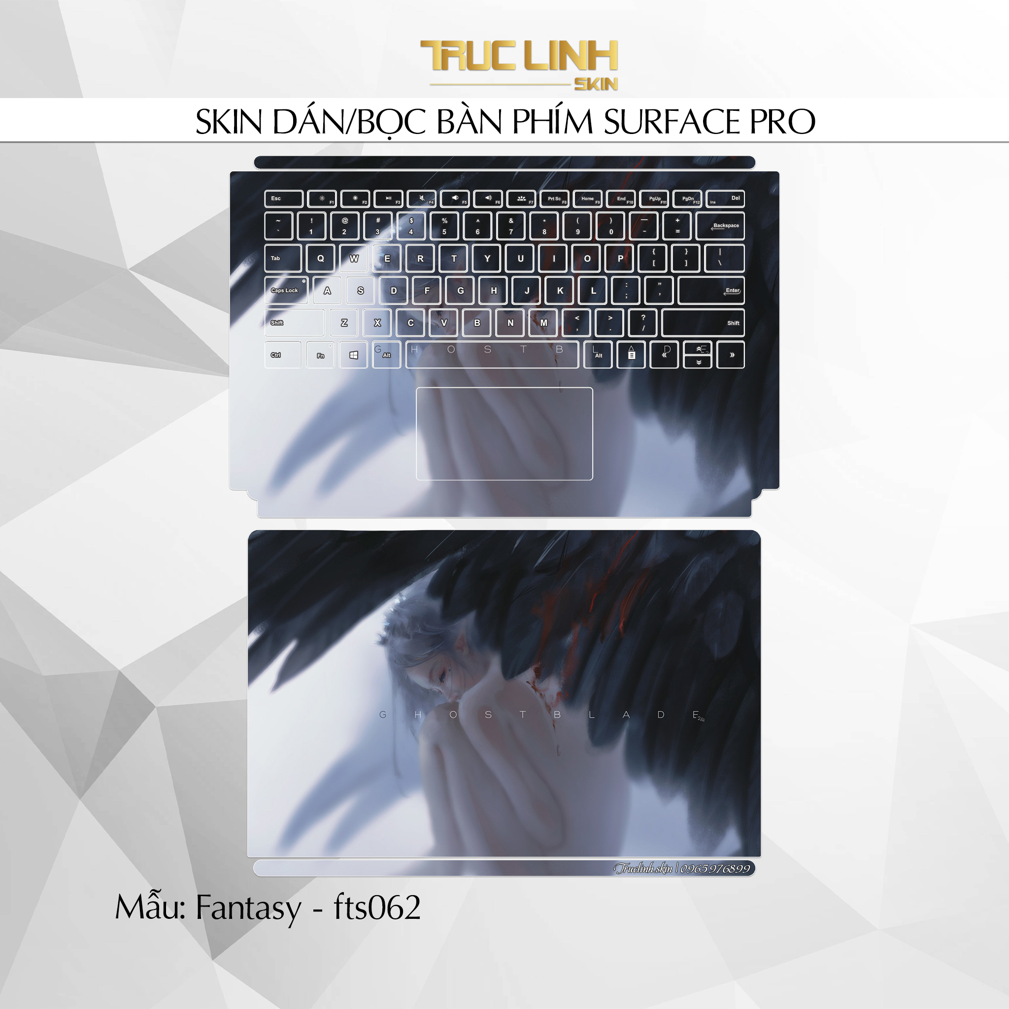 Bộ skin dán phím surface pro 3, 4, 5, 6, 7, 8, 9, x, go... mẫu fantasy - fts062