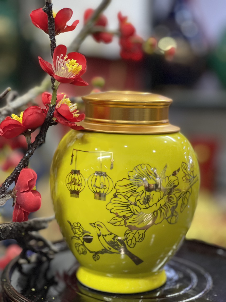 Hộp đựng trà cao cấp bát tràng bằng sứ