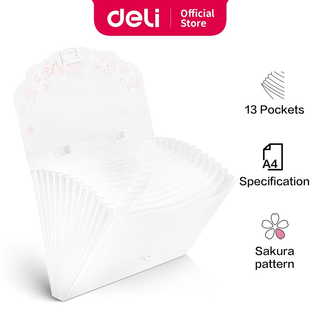 Deli Button Design Office Teacher A4 Storage Thick Plastic Document ...