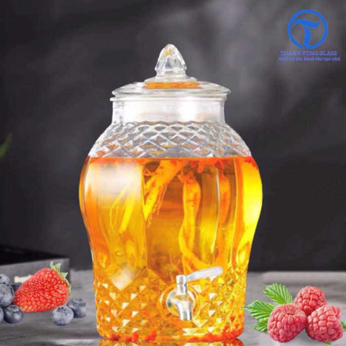 Bình ngâm sâm thủy tinh 8833 15 lít có van