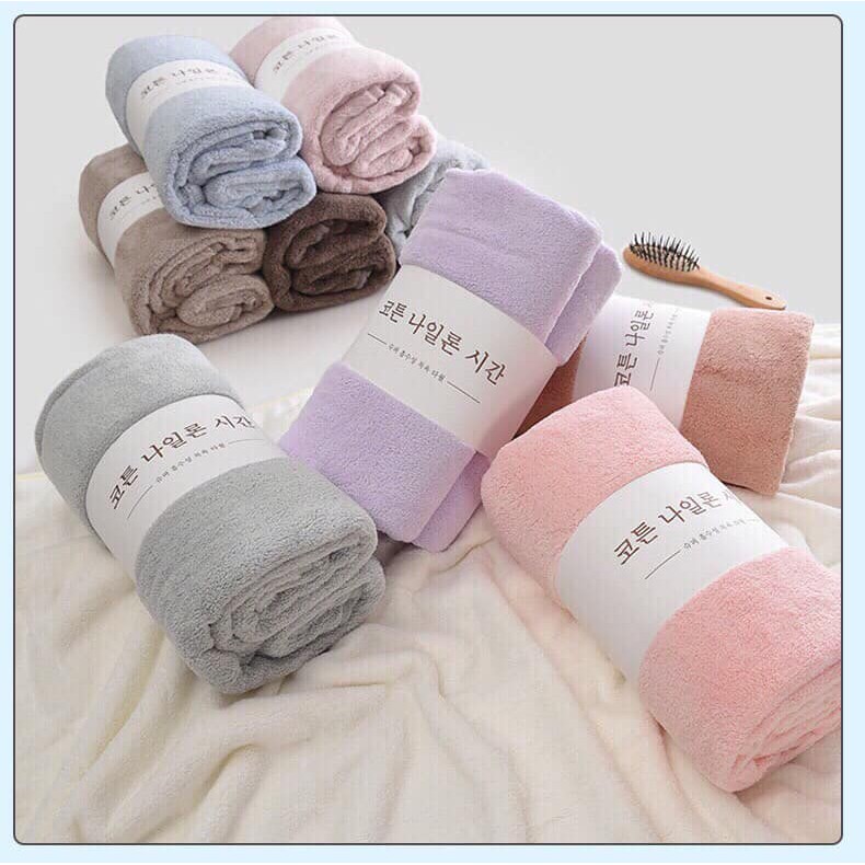 Khăn tắm Hàn sợi bông siêu mềm siêu thấm ( giao màu ngẫu nhiên )