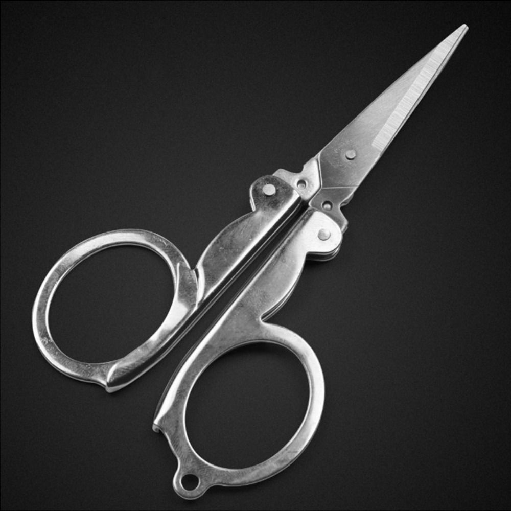 New Stainless Steel Foldable Scissors Silver Mini Pocket Scissor ...