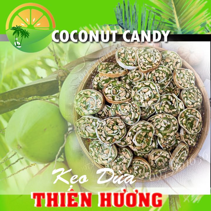500G Kẹo dừa lá dứa cuộn đậu phộng bánh tráng Bánh kẹo ăn vặt