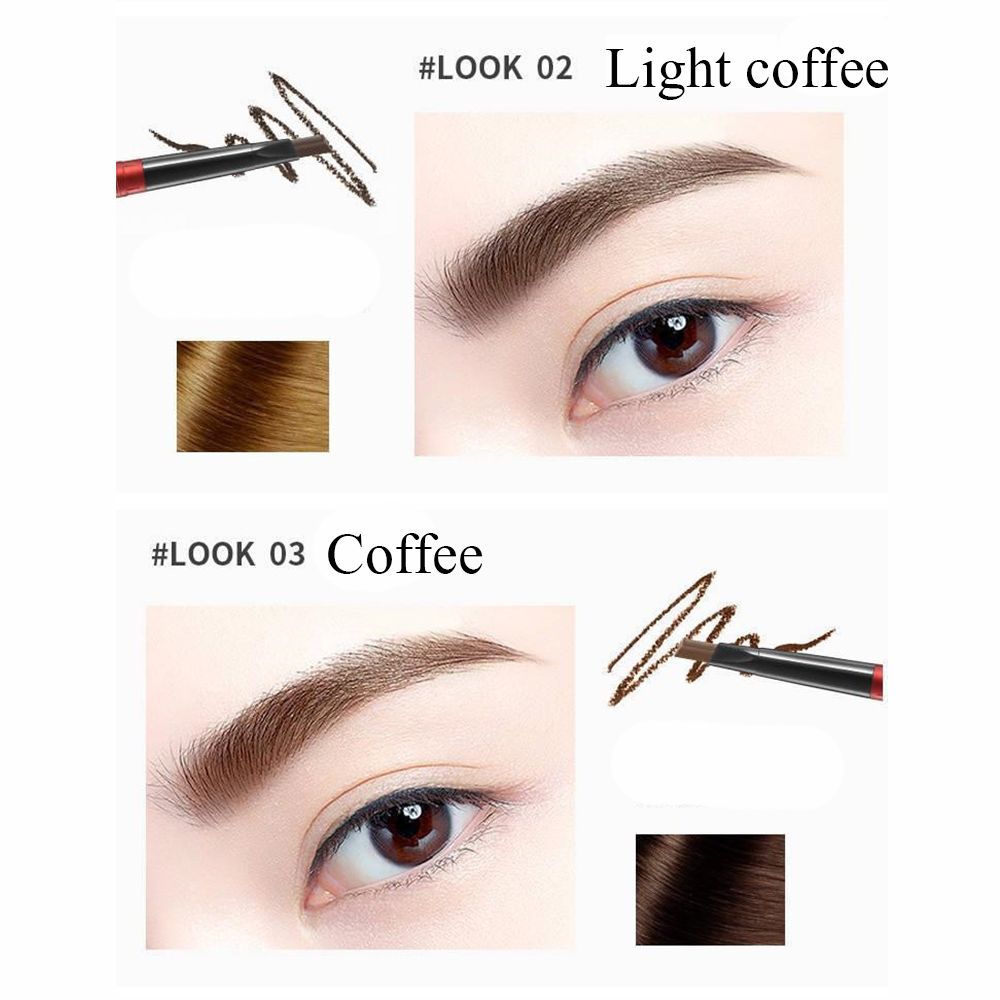Aweisuan Hot Sale 6 Color 2 in 1 Double Head Eyebrow Pencil Waterproof Long-lasting No Blooming Rotatable Eyebrow Tattoo Pen Makeup Tool Cosmetic. 